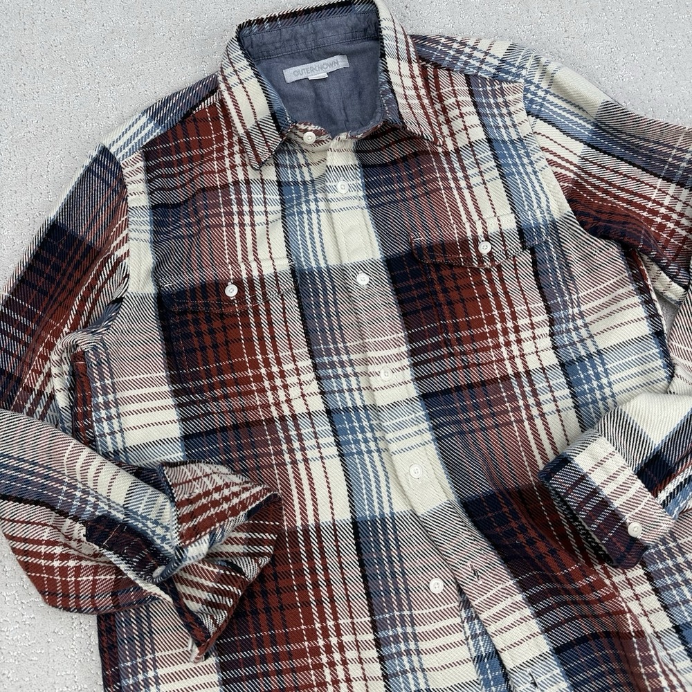 Outerknown Blanket Shirt Blanket Flannel Mens Large Organic‎ Cotton Plaid $178